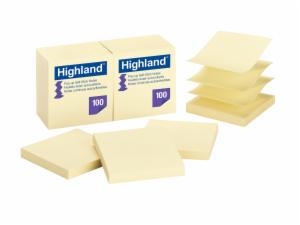 Highland Pop-up Self Stick Notes 6549-PuY, 3 in x 3 in, 100% PEFC, SGSCH-PEFC-COC-110078image