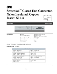 3M™ Scotchlok™ Clsd End Conn,Ny Insul,Copper Insert,S31-A