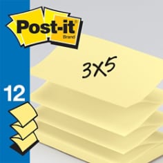 Post-It(R) Pop-up Dispenser Notes 3x5 YW 12pk R350-YW IDC2 500