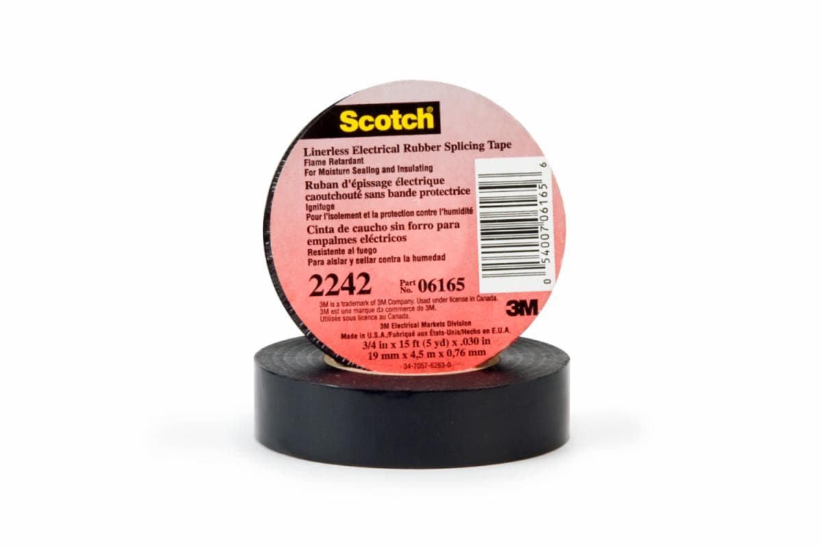 3M™ Linerless Electrical Rubber Tape 2242, 2 in x 15 ft, Black, 1 in