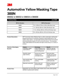 thumbnail image 2 of 3M 06654 Automotive Masking Tape, 1.5 Inch X 180 Feet, Yellow, 6 Rolls 2 of 5