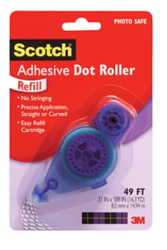 4 Scotch Adhesive Dot Double-Sided Tape Runner Refills Each 0.31 x 49 ft