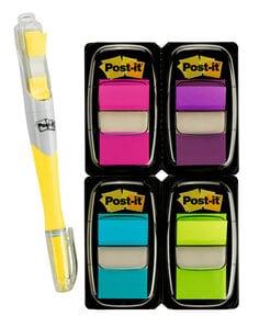 Post-it® Flags 680-PPBGVA, Bright Colours, 25 mm x 43 mm, Value Pack with Highlighter, CYMK