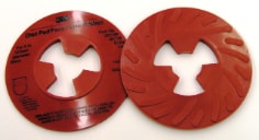 3M™ Disc Pad Face Plate Ribbed, 81732, red, 5 in (127 mm), extra hard