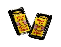 Post-it® Message Flags 680-SH2, Sign Here, Yellow, 25 mm x 43 mm