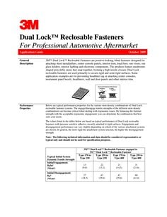 Technical Bulletin: 3M™ Dual Lock™ Recloseable Fasteners