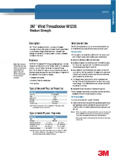 3M™ Wind Threadlocker W1235, Medium Strength Tech Data Sheet