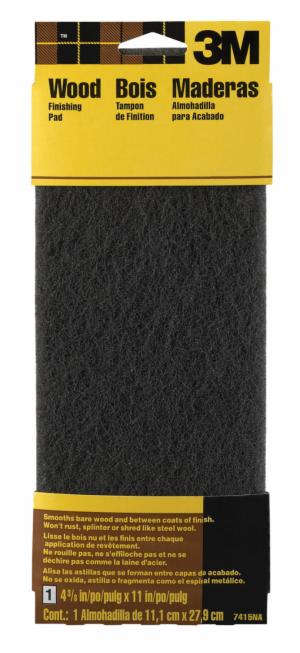 3M™ Hand Sanding Wood Finishing Pad 7415NA, 4.375 in x 11 in, Gray Fineimage