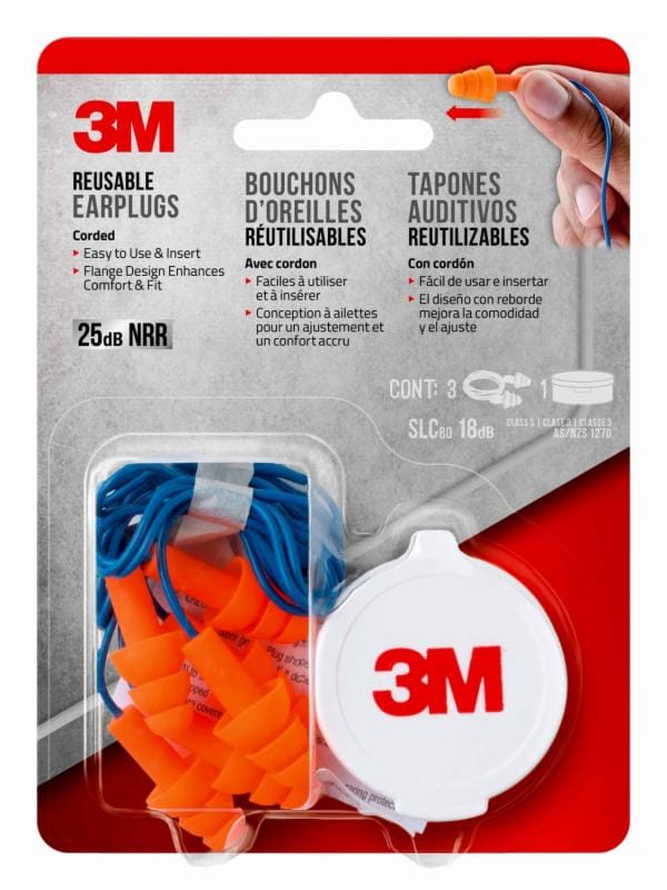 ™ Corded Reusable Earplugs 90716H3-DC