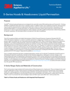 3M™ Versaflo™ S-Series Hoods and Headcover: Liquid Permeation Technical Bulletin