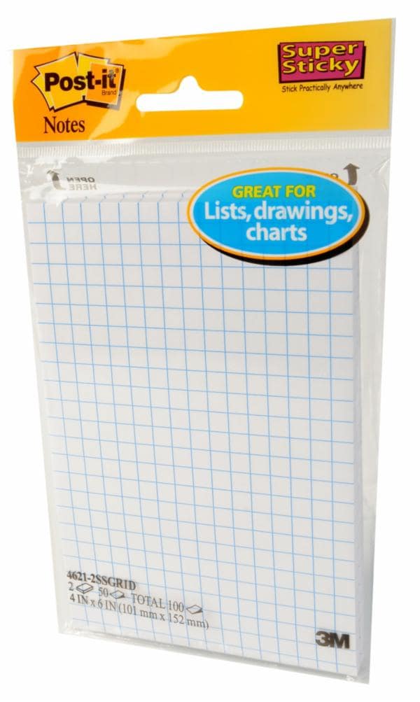Post-it Super Sticky Notes on Grid Paper 4621-2SSGRID