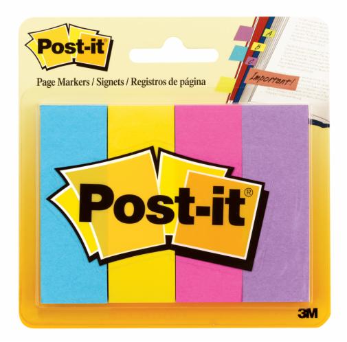 Post-it® Page Markers 671-4AU, Assorted Colours, 23 mm x 73 mm