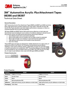 3M™ Automotive Acrylic Plus Attachment Tape 06395, Black, 1.52 mm