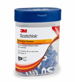3M™ Scotchlok Fork Nylon Insulated, 100/bottle, MNG14-6FX, wider-tongue design for use on free-standing studs, 500/Case image 3M™ Scotchlok Fork Nylon Insulated, 100/bottle, MNG14-6FX, wider-tongue design for use on free-standing studs, 500/Caseimage