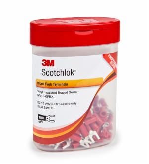 3M™ Scotchlok Fork Nylon Insulated, 100/bottle, MNG18-6FX, wider-tongue design for use on free-standing studs, 500/Case image 3M™ Scotchlok Fork Nylon Insulated, 100/bottle, MNG18-6FX, wider-tongue design for use on free-standing studs, 500/Caseimage