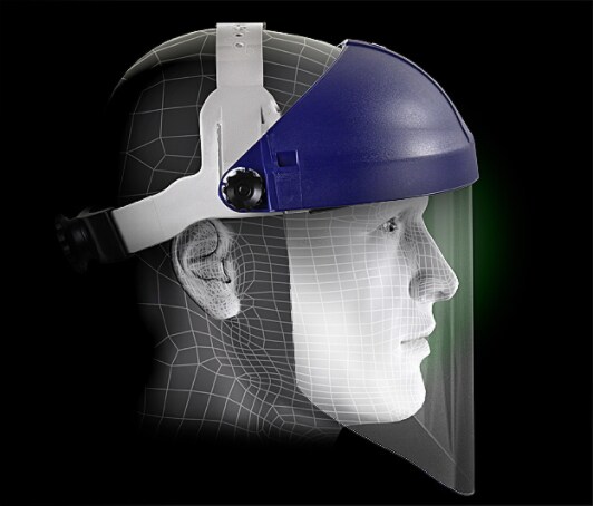 Ratchet Headgear with Clear Polycarbonate Faceshield Head and Face Protection