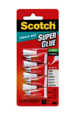 Scotch® 4 x Single Use Super Glue. No Run Gel, Precision Tip Tubes 0.5 grams each, AD119