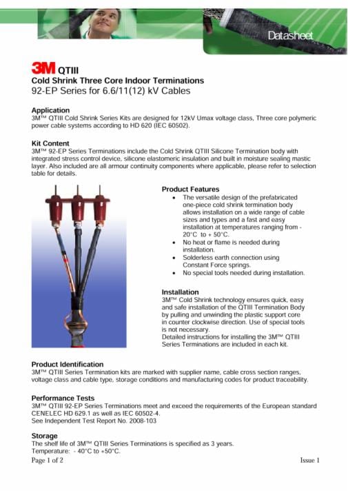 3M QTIII Cold Shrink Three Core Terminations