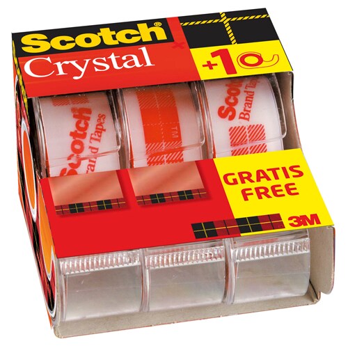 19 mm x 7,5 m Scotch 6-1975C3 Crystal Klebeband Promotion 3 Einweg-Handabroller inklusive 3 Rollen