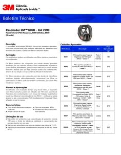 3M Boletim Técnico  Respirador 3M™ 6800 BR PT