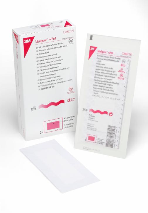 Medipore +Pad Soft Cloth Adhesive Wound Dressing 3570, white