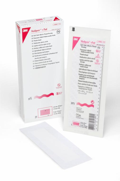 Medipore +Pad Soft Cloth Adhesive Wound Dressing 3571, white