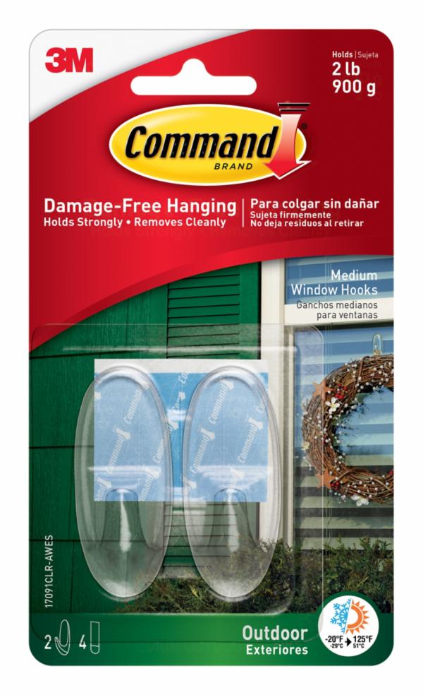 Command Outdoor Medium Clear Window Hooks 17091CLR-AWES