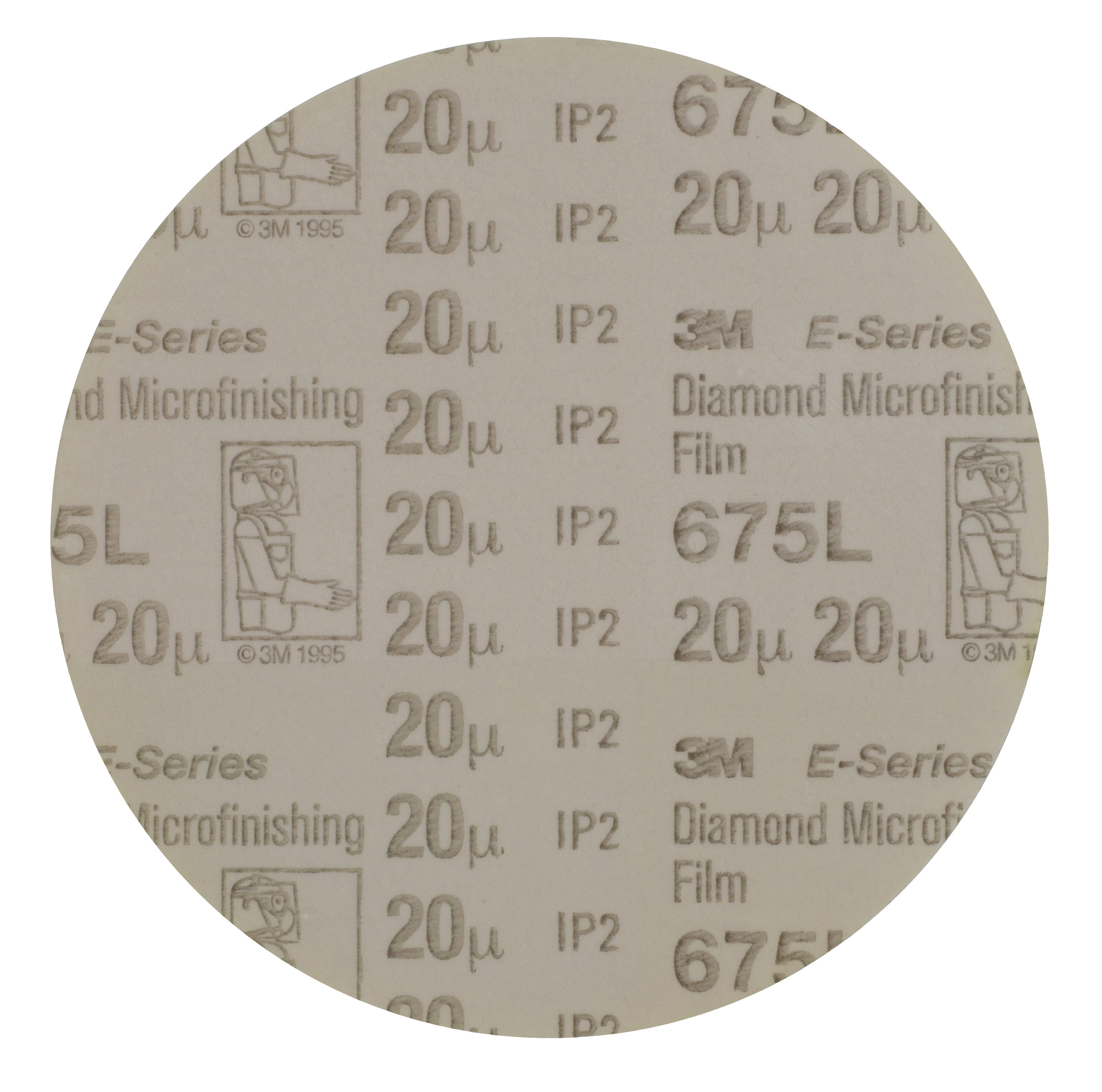3M™ Diamond Microfinishing Film Disc 675L, 20 Mic 5MIL, Beige, 12 in x NH, Die 1200B