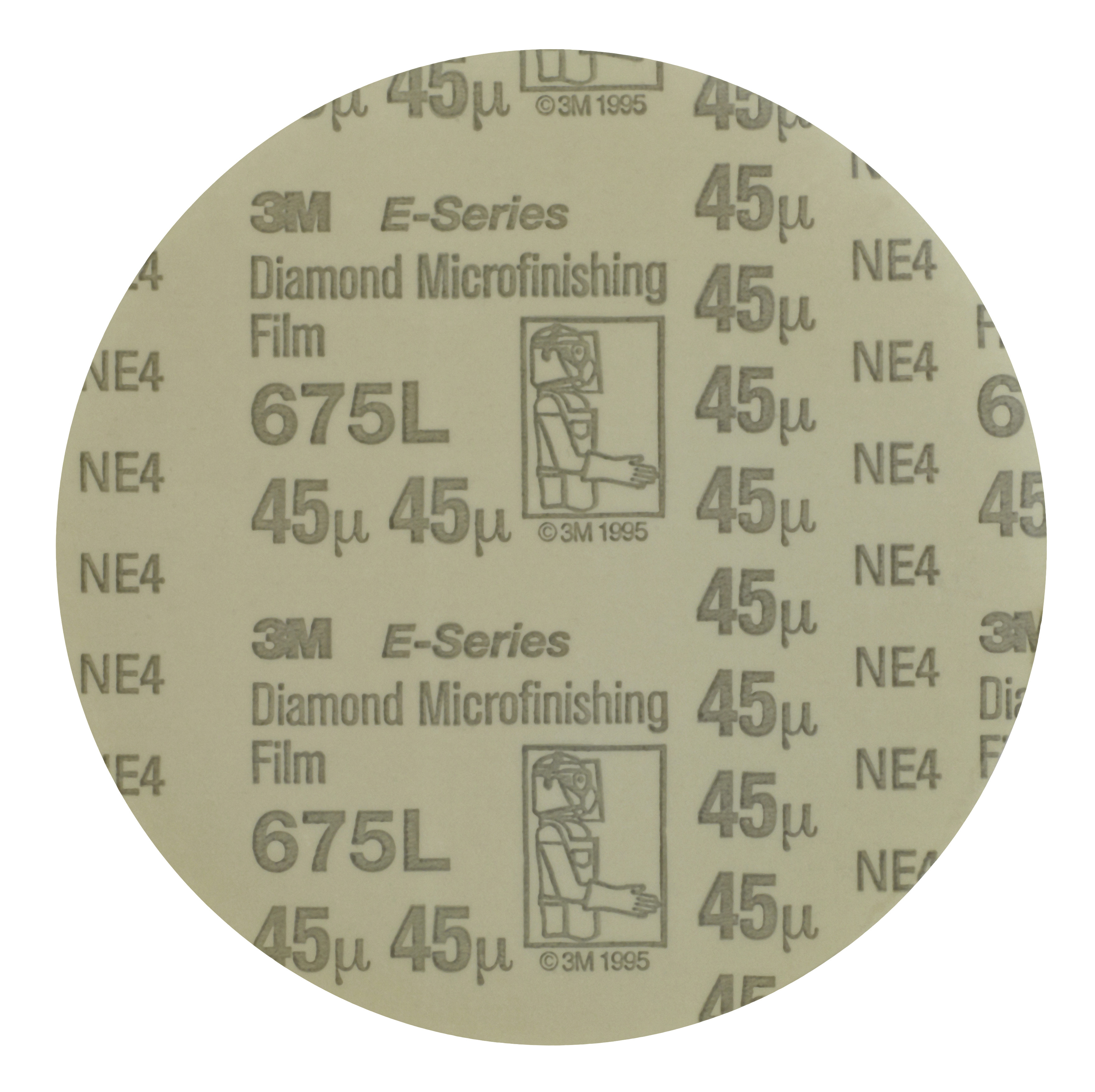 3M™ Diamond Microfinishing Film Disc 675L, 45 Mic 5MIL, Gray, 12 in x NH, Die 1200B
