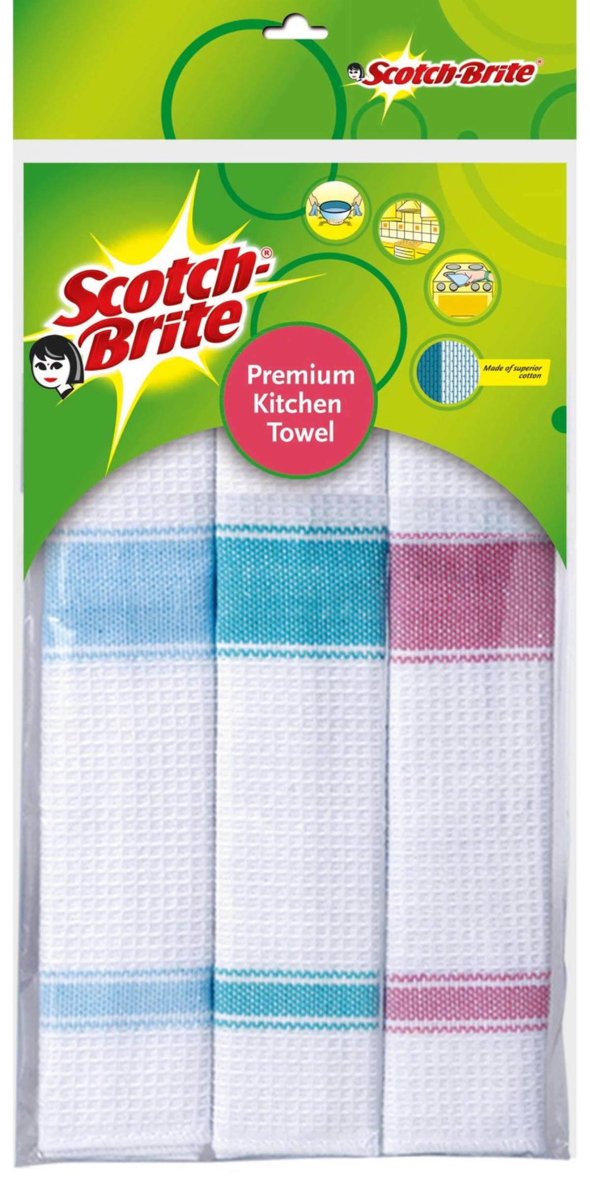 ScotchBrite® Premium Kitchen Towel, 35.5 cm x 35.5 cm, 3 ea/Pack 3M