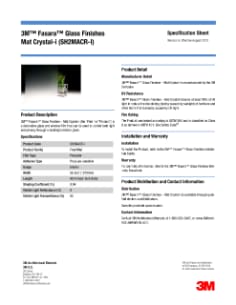 3M™ Fasara™ Glass Finishes Mat Crystal-i (SH2MACR-I) Specifications