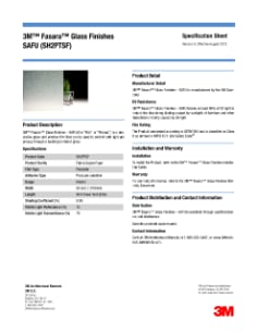 3M(TM) Fasara(TM) Glass Finishes SAFU (SH2PTSF) Specifications