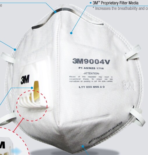 3m Particulate Respirator 9004v Ffp1 Bis Valved White 250 Ea Case
