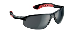 3M™ Flat Temple Safety Eyewear, 47011-WV6, Black/Red Frame, Red/Scratch Resistant Lens, Right side.
