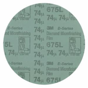 3M™ Diamond Microfinishing Film PSA Disc 675L, 74 Mic 6MIL, Teal, 5 in x NH, Die 500X, 25/Pac, 500 ea/Caseimage