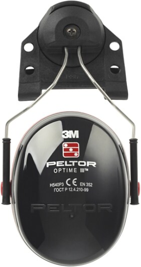 Helmet Mounted 3M PELTOR Optime III Earmuffs H540P3EA-413-SV 34 dB Black//Red