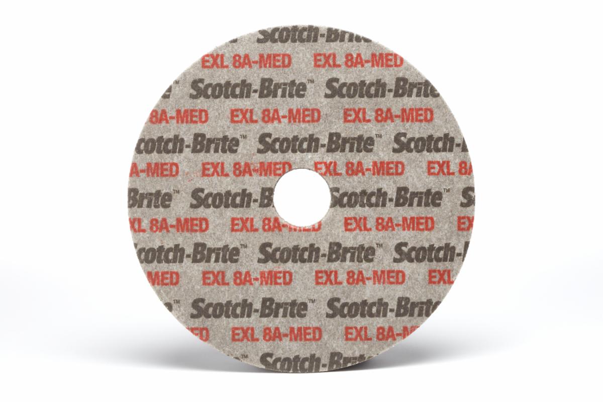 ScotchBrite™ EXL Unitized Wheel, XLUW, 8A Medium, 3 in x 1/8 in x 3/8