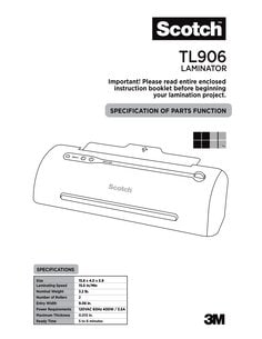 TL906 Scotch(TM) Thermal Laminator with Never Jam, Instructions