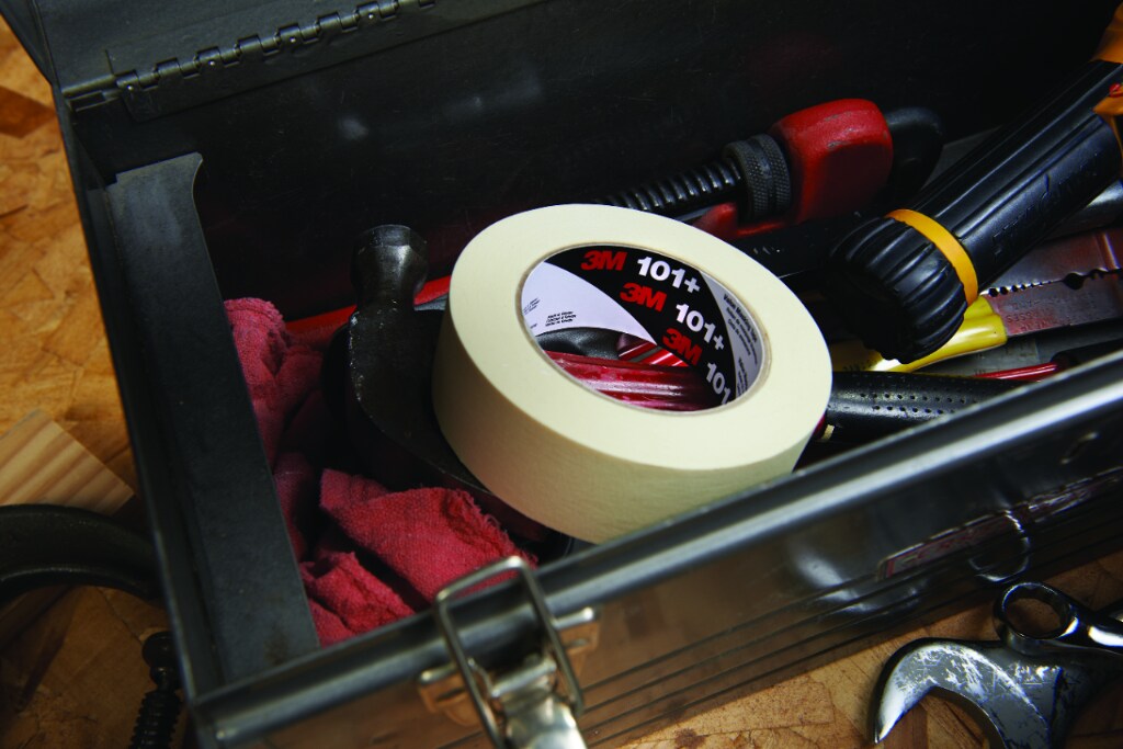 Roll of masking tape inside a toolbox