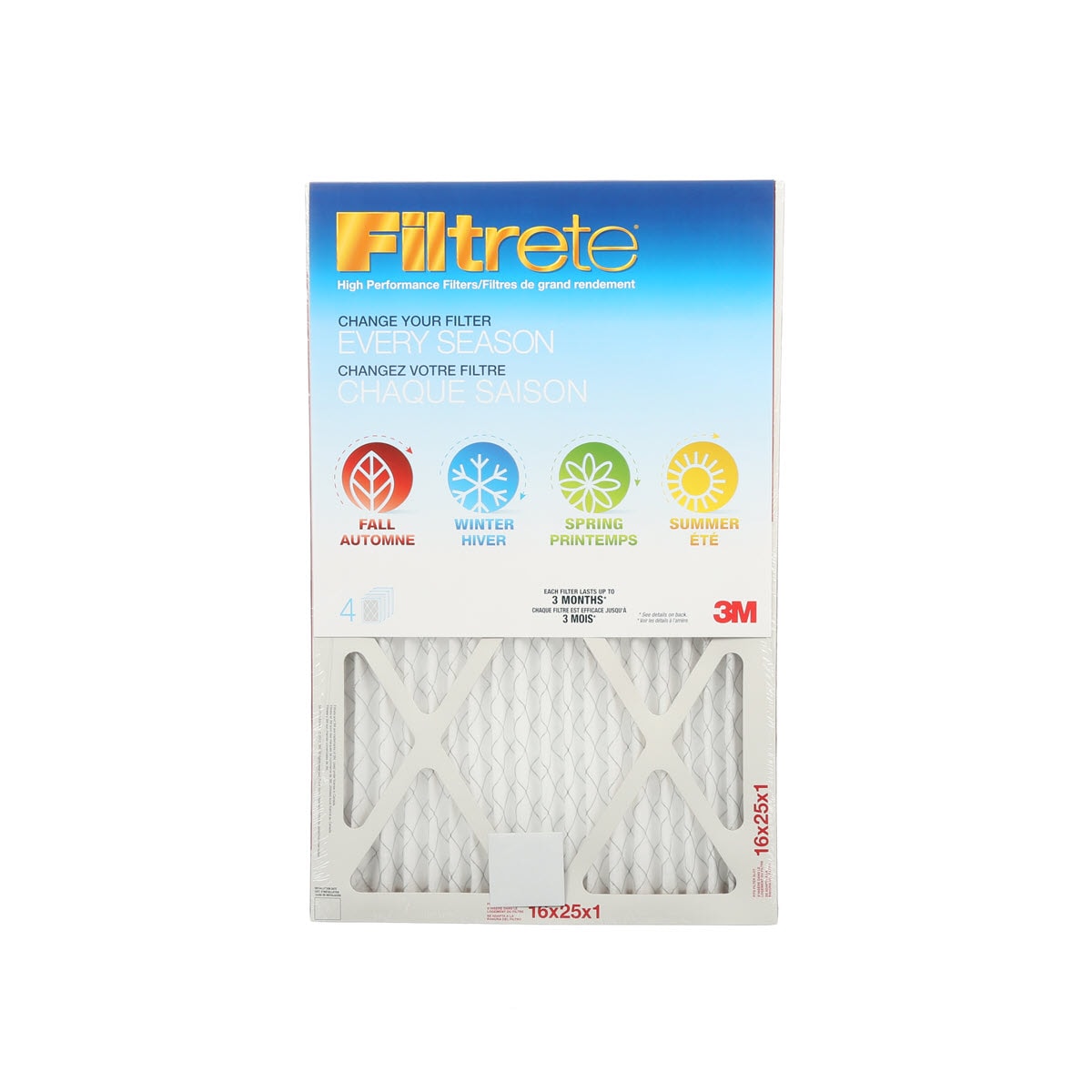 Filtrete 4 Season Allergen Filter Combo Pack 16 In X 25 In X 1 In 40 5 Cm X 63 5 Cm X 2 5 Cm 4 Per Pack 3m Canada